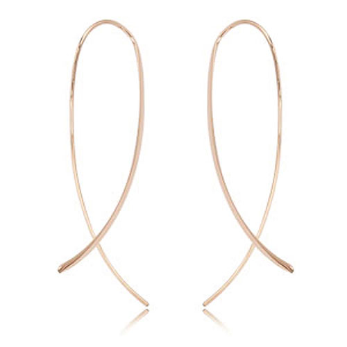 14k Rose Gold Crossover Threader Earrings
