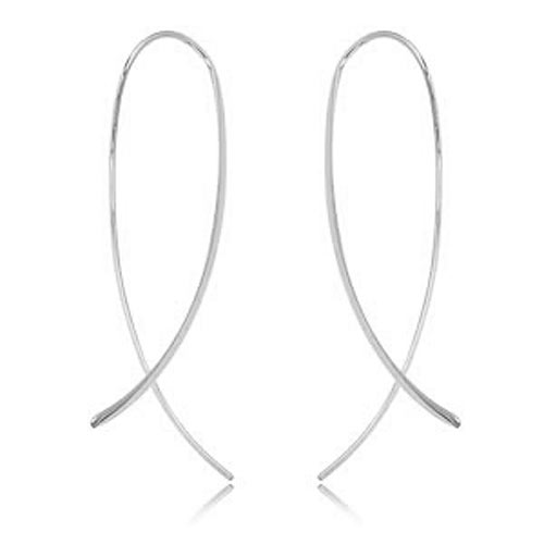 14k White Gold Crossover Threader Earrings