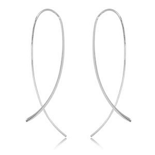 14k White Gold Crossover Threader Earrings
