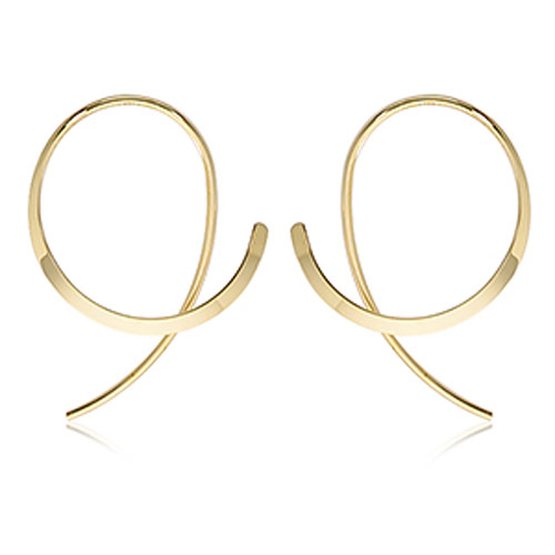 14k Yellow Gold Sweep Threader Earrings 1in