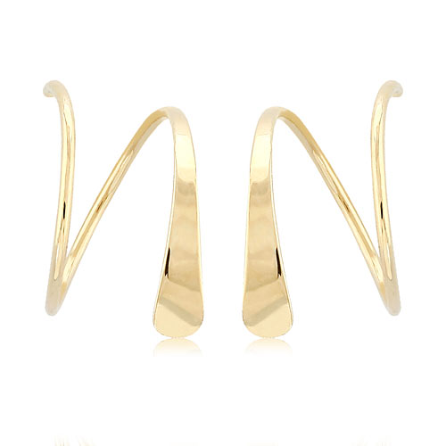 14k Yellow Gold Tapered Wire Cuff Threader Earrings