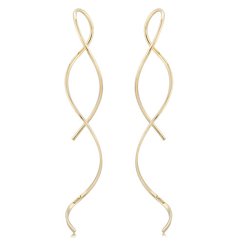 14k Yellow Gold Wire Swirl Threader Earrings