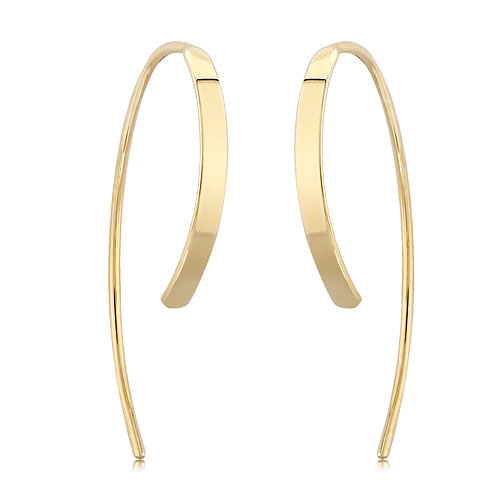 14k Yellow Gold Flat Sweep Threader Earrings