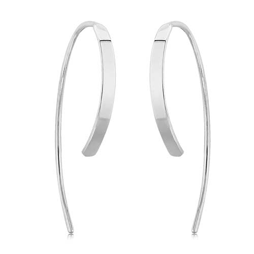 14k White Gold Flat Sweep Threader Earrings