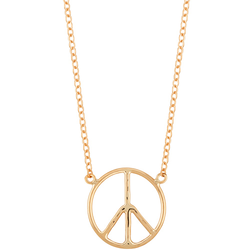 14k Yellow Gold Classic Peace Sign Necklace