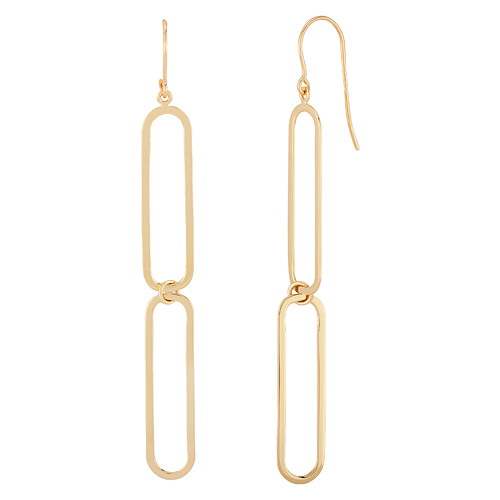14k Yellow Gold Nancy B Paper Clip Link Dangle Earrings With Hook Wire 2.75in