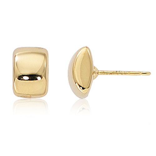 14k Yellow Gold Modern Rectangle Post Earrings