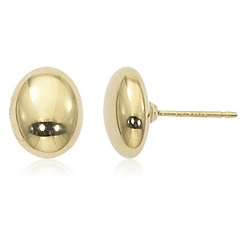 14k Yellow Gold Oval Button Stud Earrings
