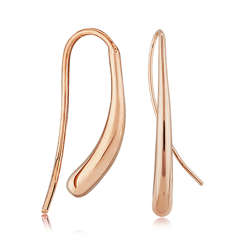 14k Rose Gold Slender Teardrop Threader Earrings