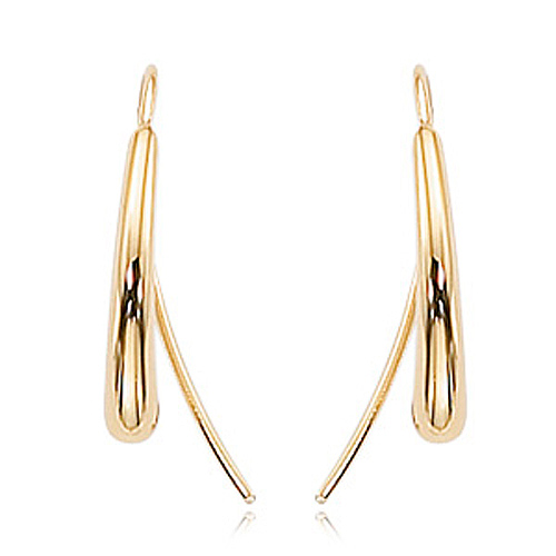 14K Yellow Gold Teardrop Threader Earrings