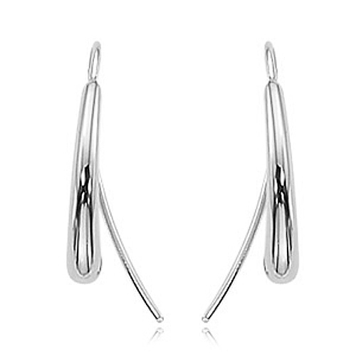 14k White Gold Teardrop Threader Earrings