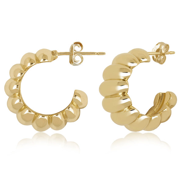 14k Yellow Gold Shrimp Open Hoop Earrings