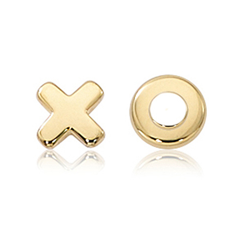 14k Yellow Gold Hugs and Kisses Stud Earrings