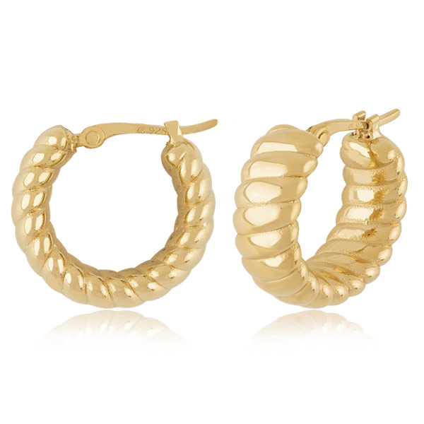 14k Yellow Gold Small Cable Hoop Earrings