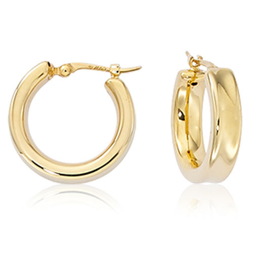 14k Yellow Gold Round Concave Hoop Earrings