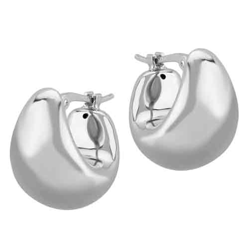14k White Gold Tapered Puff Pillow Hoop Earrings 1/2in