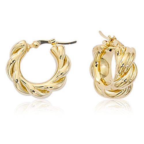 14k Yellow Gold Knotted Huggie Hoop Earrings 