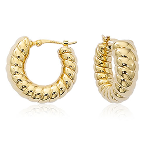 14k Yellow Gold Twisted Hoop Earrings 3/4in