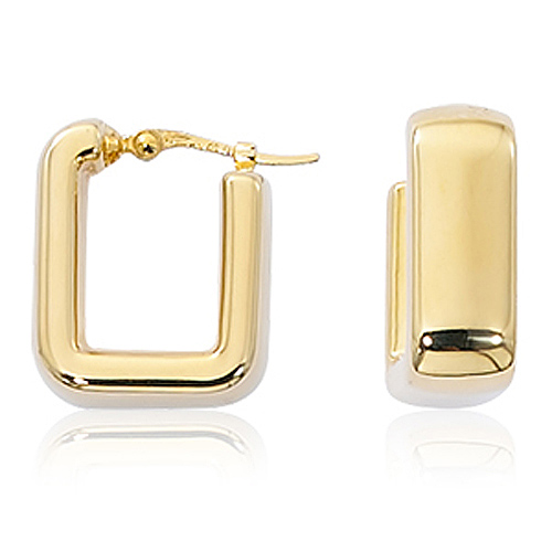 14k Yellow Gold Classic Square Huggie Earrings