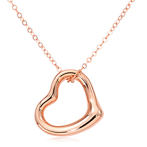 14k Rose Gold Small Open Heart Necklace