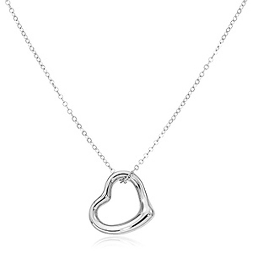 Sterling Silver Small Classic Open Heart Necklace