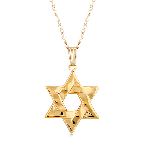 14k Yellow Gold Classic Star of David Necklace