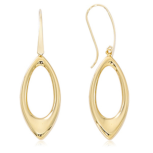 14K Yellow Gold Open Teardrop Earrings with French Wire