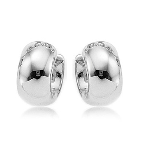 Sterling Silver Wide Hoop Earrings 1in