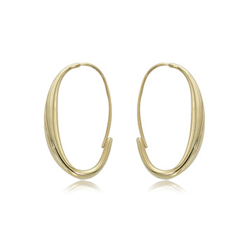 14k Yellow Gold Endless Tapered Oval Hoop Earrings