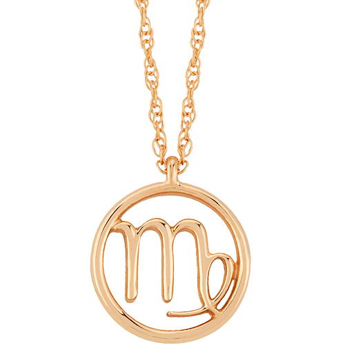 14k Yellow Gold Virgo Zodiac Sign Necklace