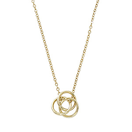 14k Yellow Gold Three Ring Love Knot Necklace