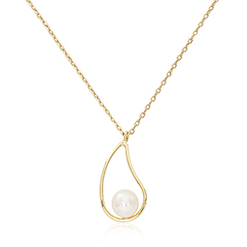 14k Yellow Gold Teardrop Sitting Freshwater Cultured Pearl Necklace