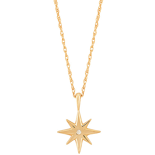 14k Yellow Gold .01 ct tw Diamond Starburst Necklace