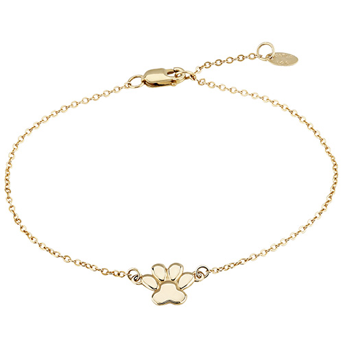14k Yellow Gold Dog Paw Charm Bracelet