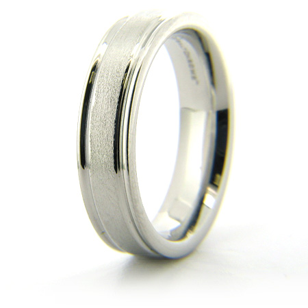 Cobalt Chrome 6mm Stone Finish Ring with Rounded Flat Edges