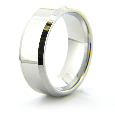 Cobalt Chrome 8mm Beveled Edge Polished Ring