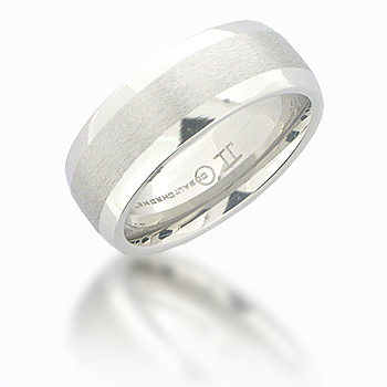 Cobalt Chrome 8mm Domed Ring with Satin Center