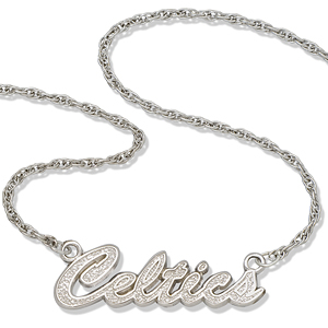 Boston Celtics 18in Sterling Silver Script Necklace