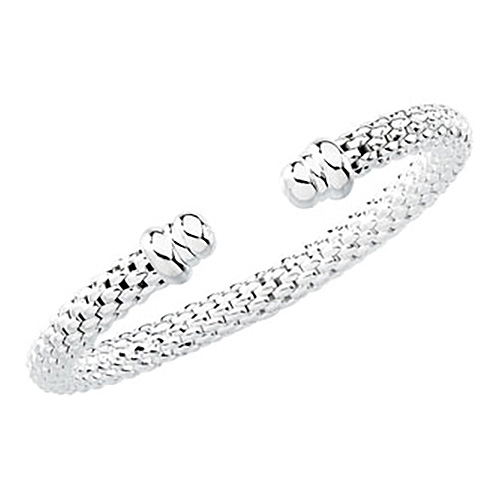 Sterling Silver 7.25mm Hollow Popcorn Cuff Bracelet