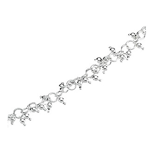 7 1/2in Sterling Silver Bracelet with Hanging Beads