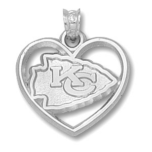 Kansas City Chiefs 3/4in Sterling Silver Heart Pendant