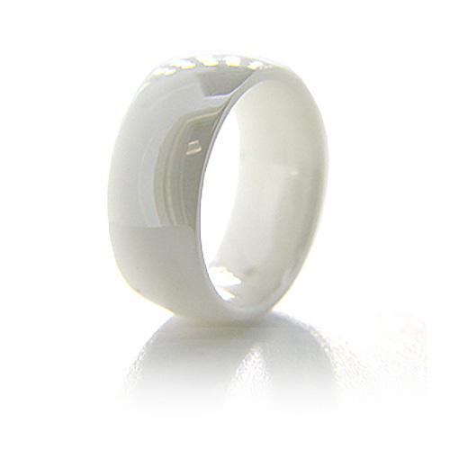 8mm Domed Polished White Ceramic Ring