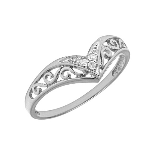 10kt White Gold .03 ct Diamond Chevron Promise Ring