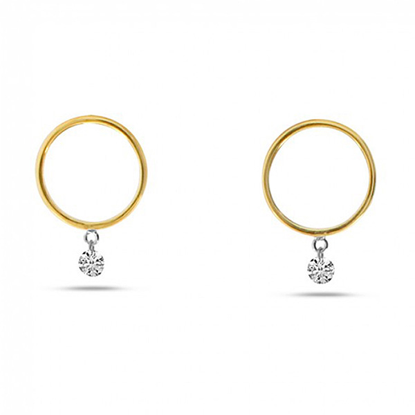 14k Yellow Gold .20 ct tw Diamond Small Front Hoop Earrings