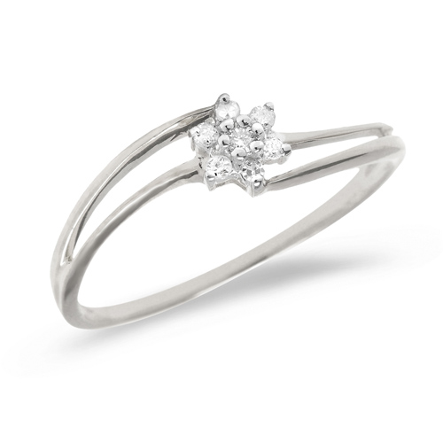 10kt White Gold .07 ct Diamond Cluster Promise Ring with Split Shank