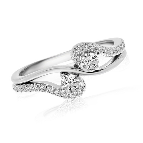 14kt White Gold 1/3 ct Diamond Two-Stone Swirl Ring