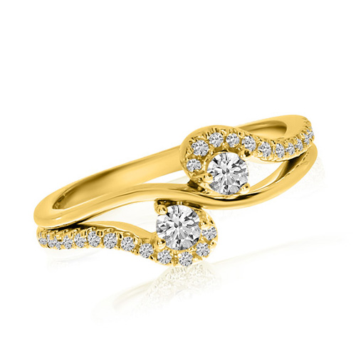 14kt Yellow Gold 1/3 ct Diamond Two-Stone Swirl Ring