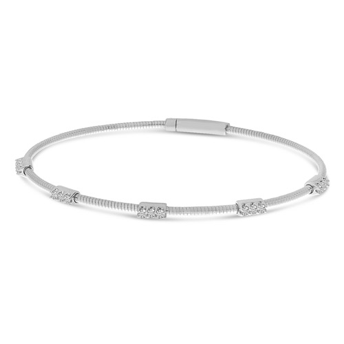 14k White Gold Flexible .25 ct tw Diamond Station Bracelet