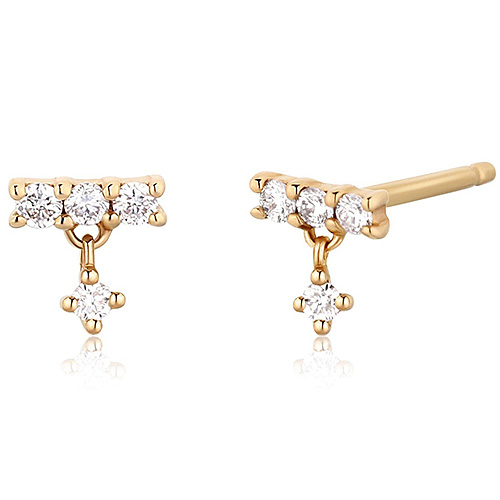 Aurelie Gi DIANA 14k Yellow Gold Diamond Dangling Stud Earrings