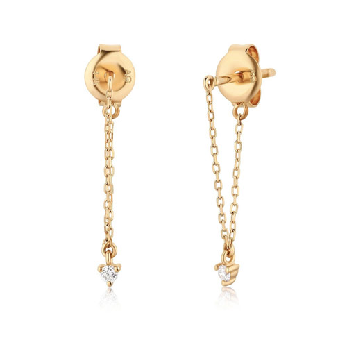 Aurelie Gi Laurel 14k Yellow Gold .03 ct tw Diamond Chain Earrings